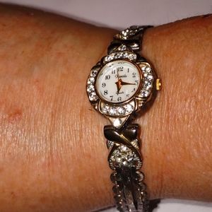 Vintage Xanadu romantic silver and rhinestone beautiful watch~watches gu…